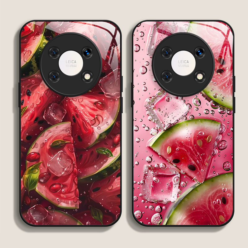 Huawei Mate 60 - 2D แบน - เคสโทรศัพท์กระจกนิรภัยลายแตงโมสร้างสรรค์สำหรับหัวเว่ยโนวา 13 12