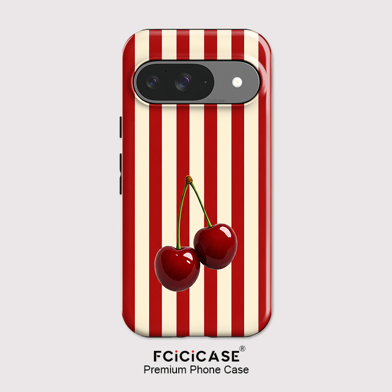 Google Pixel 8A - เอฟซีซีเคส เชอร์รี่ ลายทางเคสโทรศัพท์สำหรับกูเกิลพิกเซล 10A 9 10
