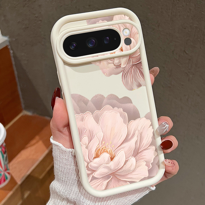 Google Pixel 8A - ดอกไม้สีชมพูลวดลายเคสโทรศัพท์ TPU นุ่มสำหรับกูเกิลพิกเซล 10 9 8