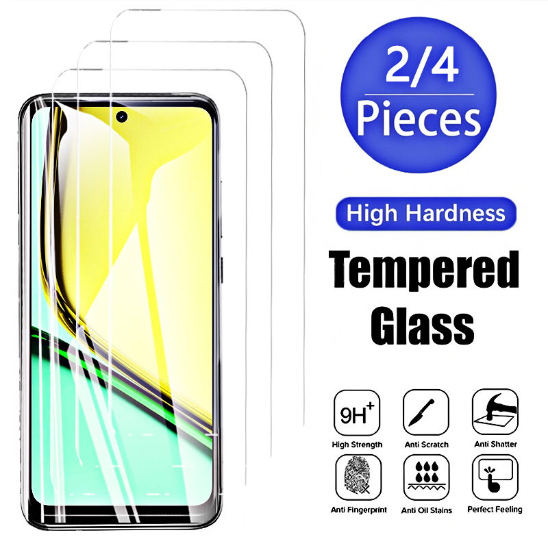 Realme C67 - 4 ชิ้น 2 ชิ้นกระจกนิรภัยป้องกันรอยขีดข่วนสำหรับเรียลมี C67 C