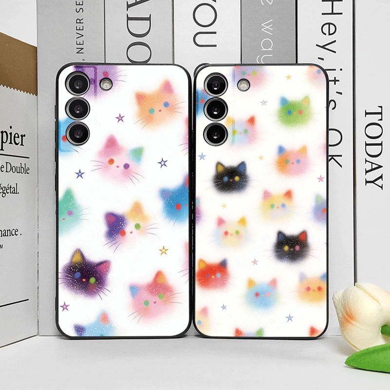 Huawei Mate 60 - ตลกกราฟฟิตี้สีสันสดใสหัวแมวพิมพ์ลายเคสโทรศัพท์สำหรับหัวเว่ยโนวา 13 12 11 โปร 10